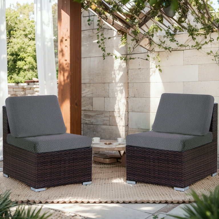 TOPCHANCES 2 Pack Patio Stretch Sofa Cushion Covers Waterproof Outdoor Furniture Cushion Slipcovers Replacement Chair Seat Protector Covers Walmart