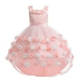 thumbnail image 2 of EnJoCho Flower Girl Wedding Dress with 3D Lace Appliques, Princess Tutu Bridesmaid Gown 𝖳railing Formal Prom Pageant Dress, 2 of 9