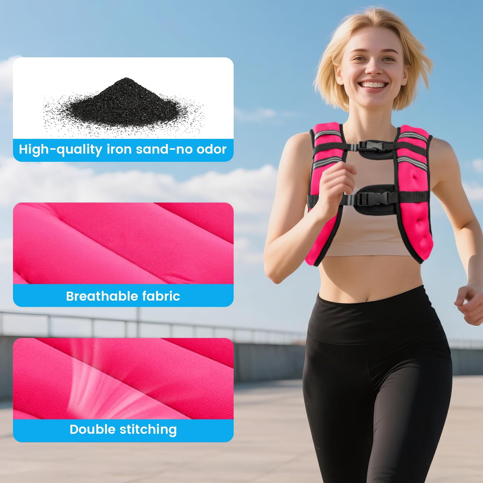 Pink 12LB Weighted Vest for Men and Women Workout Fitness