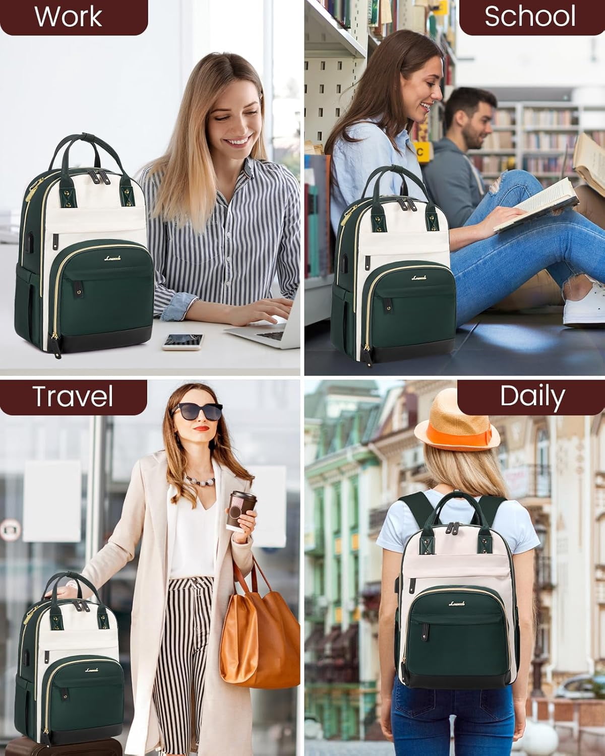LOVEVOOK Backpack for Women, Fits 15.6 Inch Laptop Bag, School Backpacks, Fashion Travel Work Anti-theft Bag, Business Computer Waterproof College Backpack Purse