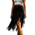thumbnail image 2 of Fringe Skirt for Women Western Cowgirl High Waisted Suede Midi Tassel Skirt Country Concert Outfits, 2 of 6