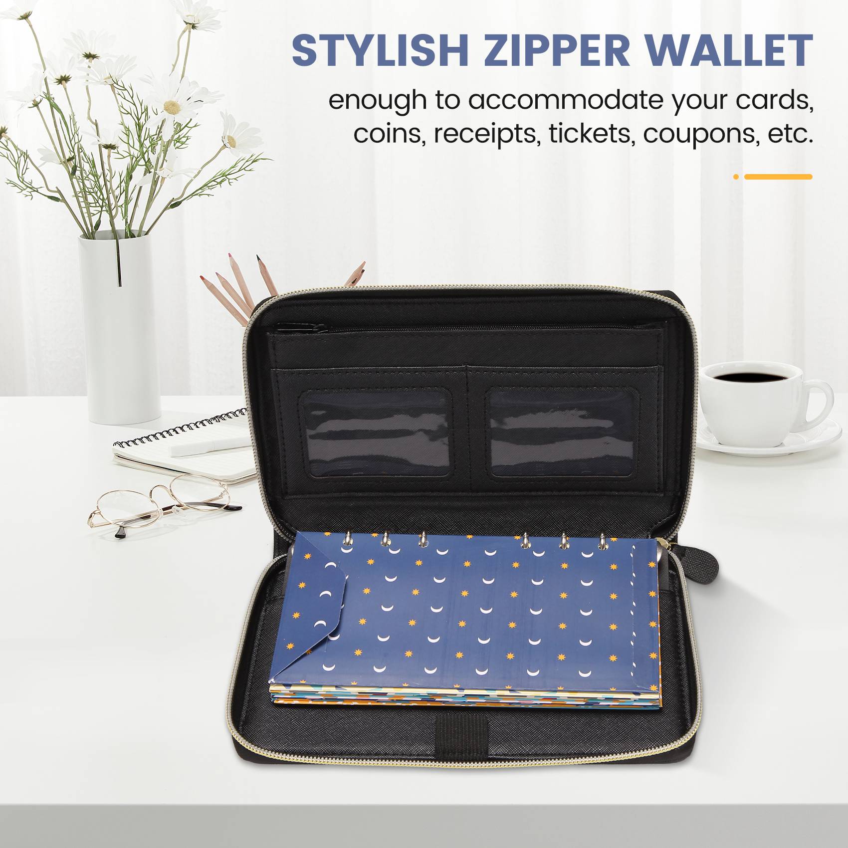 Cash Budget Envelope Wallet System for Women, 12 Budget Sheets