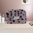 thumbnail image 5 of Unique Bargains 1 Pc Leopard Plush Drawstring Makeup Bag for Vacation Business Travel Plush Purple, 5 of 6