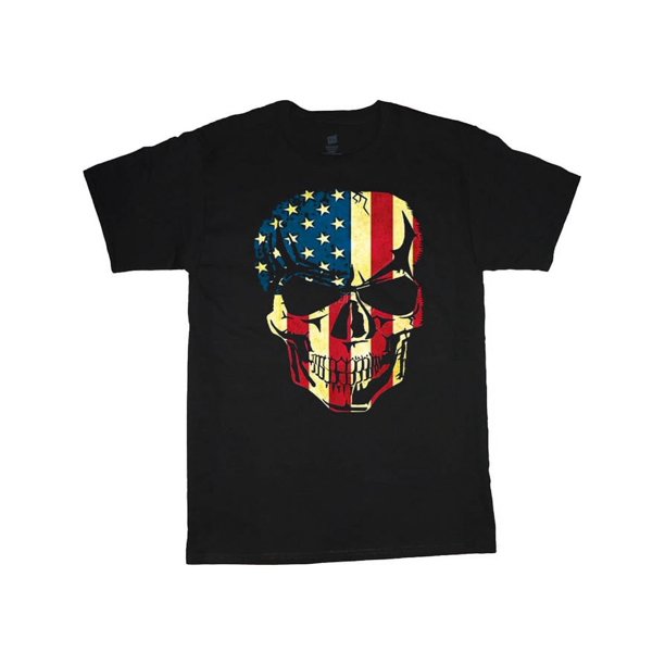 Camisetas gráficas para hombres grandes y altos con calavera patriótica