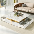 thumbnail image 5 of Harper & Bright Designs Square Coffee Table with 4 Storage Drawers, Modern Gold Cocktail Table Center Table for Small Space, White, 5 of 12