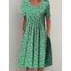 thumbnail image 4 of Vestido Estampado Completo Con Pliegues, Vestido Casual De Cuello Redondo Y Manga Corta, Ropa De Mujer, 4 of 4
