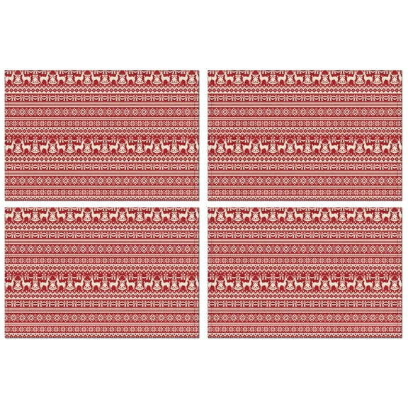 Premium Christmas Placemats 12x17 Inch Set of 4, Waterproof Table Mats - Winter Deer Snowflake Design for Kitchen Dining Holiday Use