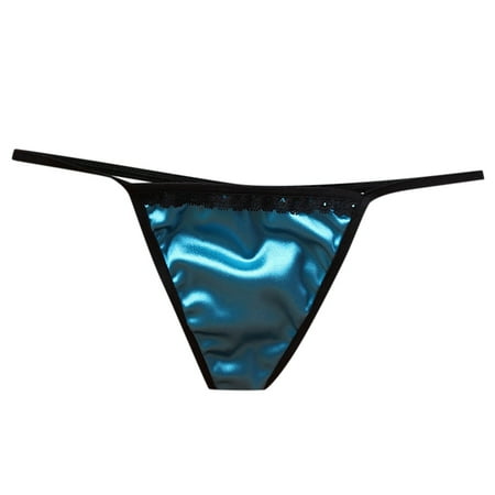 Yuhangmm Satin Thong Sexy And Traceless Tempting And Breathable Pure Crotch Low Waisted Pants Role Playing Lingerie for Women Large