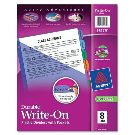 Avery Write-On Big Tab Plastic Dividers, 8-Tab, Letter,