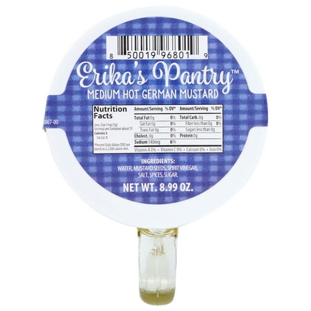 Pack of 6, Erikas Pantry Medium Hot German Mustard, 8.99 oz