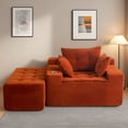 thumbnail image 2 of BYBYME Chaise Lounge Chair,No Assembly Cloud Plush Corduroy Upholstered Sofa Bed,Boneless Chaise with 3 Pillows,Cozy Sleeper Couch for Living Roomwith Ottoman,Orange, 2 of 9