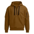 thumbnail image 4 of Chiccall Mens Hoodie Drawstring Half Zip Long Sleeve Hooded Sweatshirts Casual Athletic Workout Sweatshirts with Zipper Pockets, 4 of 5