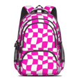 thumbnail image 2 of Pink and White Wavy Checkered Pattern Backpack for School, Cute School Bag with Adjustable Shoulder Straps and Padded Back, 16.9"x12.6"x5.9", 2 of 5