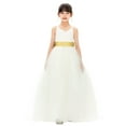 thumbnail image 3 of Ekidsbridal Girl Bridesmaid Flower Girl Dress - V-Neck Ivory Tulle Dress with Tiebow 218noFT-A (Size: 2-12), 3 of 4
