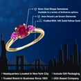 thumbnail image 2 of Gem Stone King 10K Yellow Gold Red Created Ruby and Pink Sapphire 3-Stone Ring for Women | 1.27 Cttw | Round 6MM | Gemstone July Birthstone | Size 8, 2 of 6