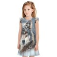 thumbnail image 1 of Fotbe Majestic Snowy Wolf Vestido de Dormir para Niñas de 3 a 10 Años, Mangas Cortas, Estilo Princesa, Pijama Camisón con Mangas Voladas-Small, 1 of 6