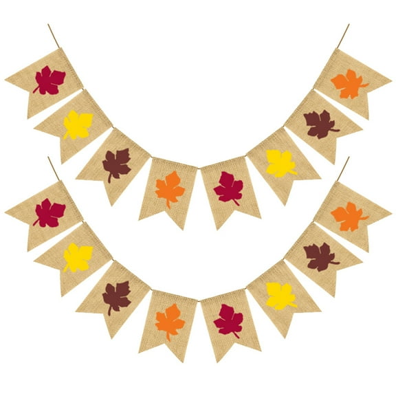 FRCOLOR Linen Burlap Banner Thanksgiving Fall Garland Dovetail Shape Party Supplies 1Set