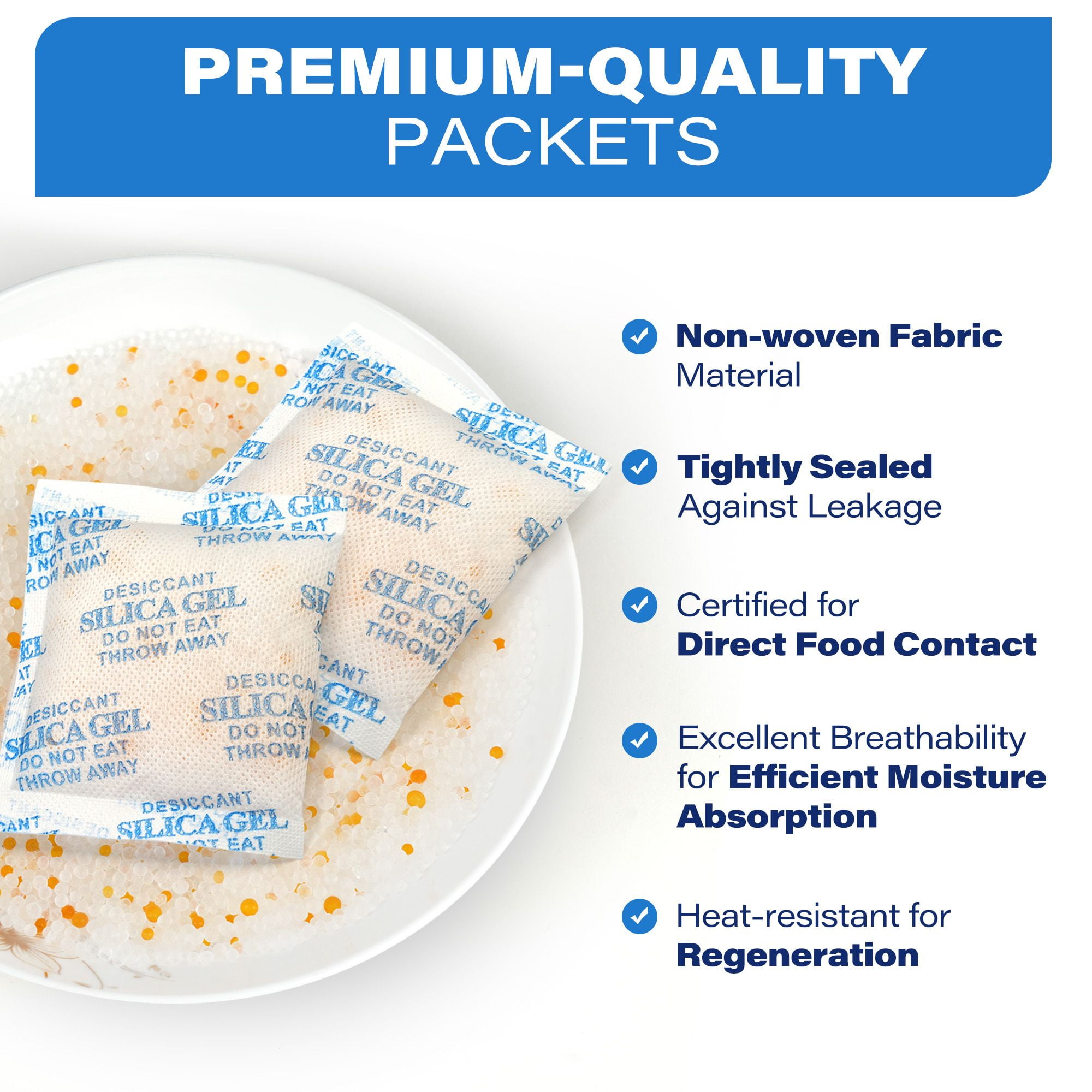 LotFancy 15 Packs 20 Gram Silica Gel Packets, Indicating Desiccant Packets