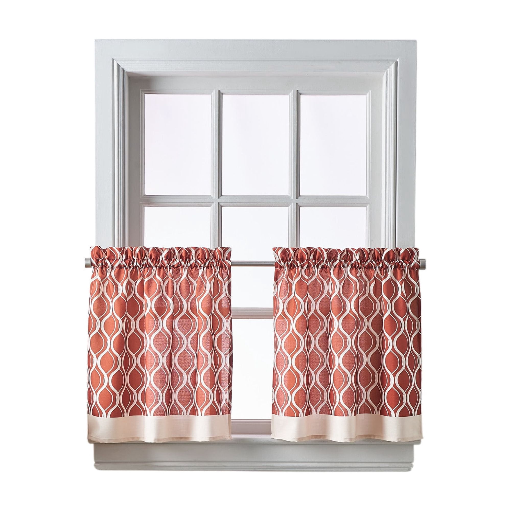 Curtainworks Morocco Tier Pair, Clay, 100% Polyester, 58"W x 24"L, Adult