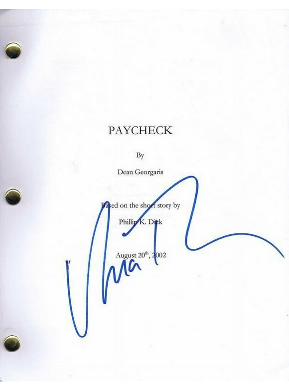 Uma Thurman Signed 2002 Paycheck Full Script