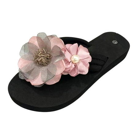 

sandals for Women Slippers For Women Ladies Summer Flip Flops Open Toe Flowers Bohemian Sandals Casual Shoes EVA Dress Sandals for Women Pink