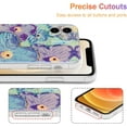 thumbnail image 5 of Case for iPhone 12, Colorful Retro Oil Painting Flower Laser Beam Glossy Pattern Cute Exquisite Floral Blossom Phone Cover Stylish Durable TPU Protective Case for Girls Women - Purple Flower, 5 of 18
