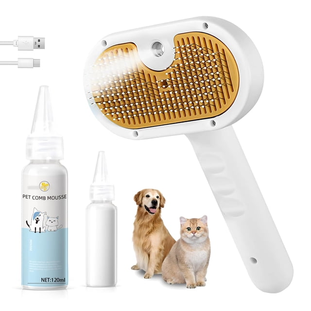 Cepillo de vapor para mascotas VVWVVW para perros y gatos 3 en 1 con champú sin agua