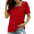 thumbnail image 6 of Mittory Tops for Women Summer Casual Ruffle Trim Sleeve Square Neck T Shirts, 6 of 8