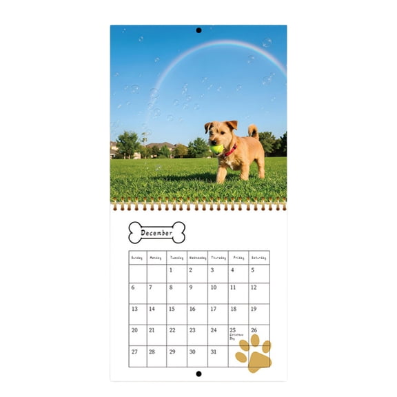 2026 Puppy Theme Desk Calendar Twin Coil Binding Wall Calendar 12 Month from Jan to Dec For Plan Organization