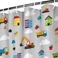 thumbnail image 3 of Cartoon Construction Vehicles Houses Shower Curtain 84"x72" ,Bathroom Decorative Shower Curtains Set with 12 Hooks,Modern Waterproof Washable Shower Curtain, 3 of 6