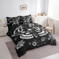 thumbnail image 2 of Homewish Goth Skull Moths 7-Piece Twin Bedding,Vintage Flowers Bedding Comforter Set,Black Gray,Halloween Bed Set,Black Reversible, 2 of 8