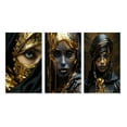 thumbnail image 2 of Designart "Vintage Gold Glamour Gorgeous Boho Chic Woman I" Boho Woman Wall Art Set Of 3 - Woman Boho Black Canvas Set For Living Room Decor, 2 of 6
