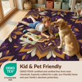 thumbnail image 4 of Design&I 2'x3' Washable Throw Rug Low Profile Daily Traffic Ready Accent Para Abstract Vintage Border Bedside Alfombras Cuartos Purple Boho Refined for Hallway, Laundry Room, 4 of 7