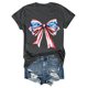 thumbnail image 4 of Tops Cortos para las Mujeres, Cuello Redondo de Manga Corta Impresa Por el Arco Del Día de la Independencia Hecha de 95% Poliéster 5% Spandex para Primavera Verano, Primavera de las Mujeres, 4 of 4