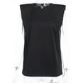 thumbnail image 2 of Women Summer Loose Slim Tank Top Solid Cotton Sleeveless Vest Round Neck Cami Shoulder Pads T-Shirts, 2 of 6