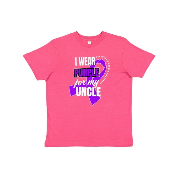 Inktastic I Wear Purple For My Uncle Pancreatic Cancer Awareness Youth T-Shirt