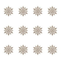 SLYNSHome 12pcs Christmas Snowflakes Decorations,Plastic Glitter Khaki Snowflake Ornaments for Winter Craft Christmas Tree Holiday Decor