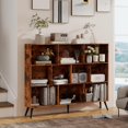 thumbnail image 2 of 10 Cubes Bookshelf, Wooden 3-Tier Open Shelf Bookcase, Freestanding Book Shelf Storage Organizer with 5 Iron Legs for Home Office, Living Room, Bedroom, 2 of 8