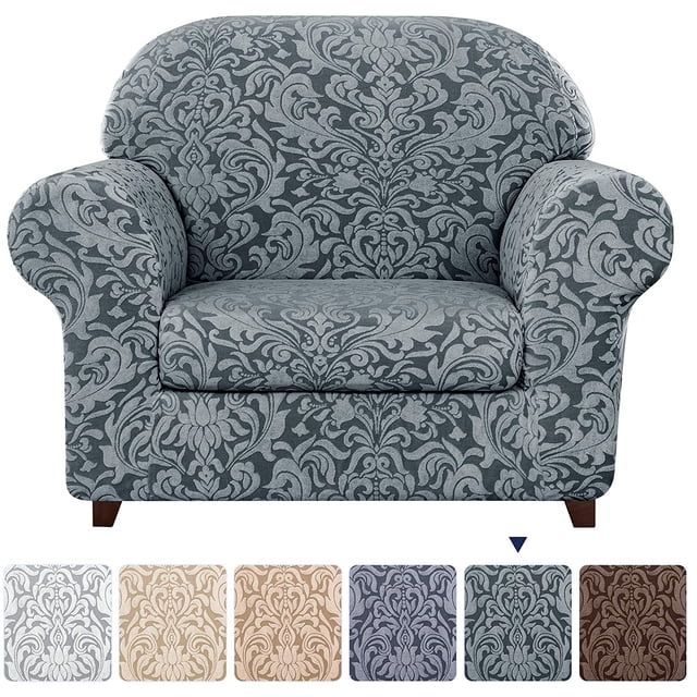 Subtrex Stretchy 2-Piece Washable Armchair/Lovesaet/Sofa/XL-Sofa Slipcover, Jacquard Damask Pattern