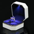 thumbnail image 3 of Ring Box, Jewelry Gift Boxes, Square Velvet Interior Elegant Style Design Ring Box with LED Light for Jewelry Display Wedding Engagement, Blue, 7.5cm * 7.5cm * 5cm, 3 of 7