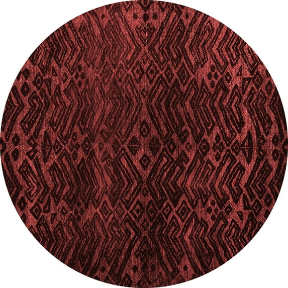 Ahgly Company Indoor Round Abstract Red Modern Area Rugs, 7' Round