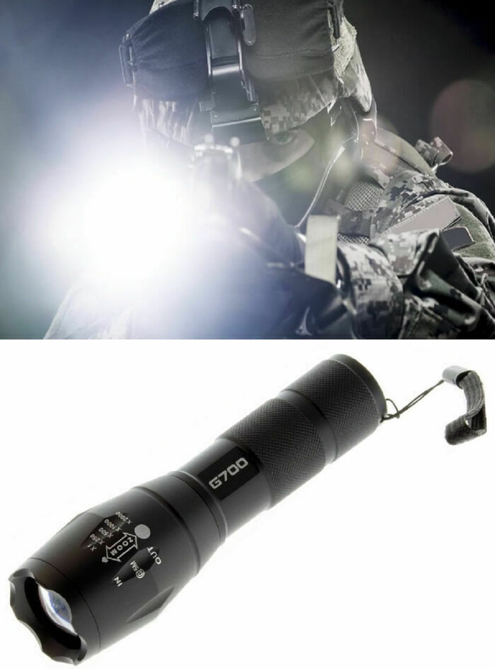 Super Bright Tactical Military LED Flashlight flash light 2000 Lumen 10000 LUX! 