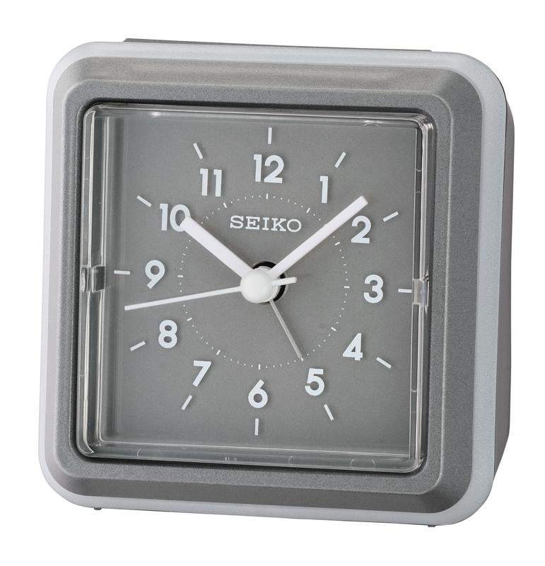Seiko Ena 3 inch Beep Alarm Desk Clock, Gray Analog Quartz Table QHE182NLH  