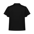 thumbnail image 7 of LEKWK Summer Tops for Women Split V-Neck Flutter Sleeve Dressy Tops Ruffle Detail Short Sleeve Tops Chiffon Feel Flowy Work Date Night outfits, 7 of 7
