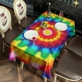 thumbnail image 2 of Rainbow Tie Dye Circular Pattern Rectangle Tablecloth 60"x102",Waterproof Polyester Rectangle Table Cloth, Wipeable Spillproof Polyester Tablecloth for Dining, Camping, Indoor and Outdoor, 2 of 6