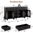 thumbnail image 3 of 62in Large Sideboard Buffet Cabinet with Storage and 3 Drawers, Buffet Table Coffee Bar Storage Cabinet with 4 Glass Doors for Dining Room, Living Room, Kitchen, 3 of 7