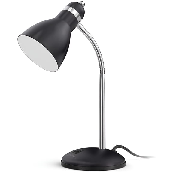 HIBIBUD Metal Desk Lamp,Adjustable Gooseneck Reading Lamp for Home,Office,Bedroom,Black Desk Lamps for Home Office