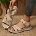 thumbnail image 6 of KEGIRLOM Women's Fashion Casual Summer Style Solid Color Thick Bottom Beach Fish Mouth Wedge Sandals Khaki 9, 6 of 9