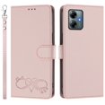 thumbnail image 2 of Wallet Leather Case For Motorola Moto G Play 2025 6.8",With Card Holder,Wristband, Shockproof Kickstand Embossed Happy Pattern Phone Case,Pink,For Moto G Play 2025, 2 of 8