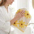 thumbnail image 4 of REGALWOVEN Pure Cotton Daisy Pattern Hand Towel, Ultra Soft, Highly Absorbent, Decorative Floral Design, 1 Pack for Bathroom, Kitchen, Gym, Spa Yellow 29" x 13", 4 of 7
